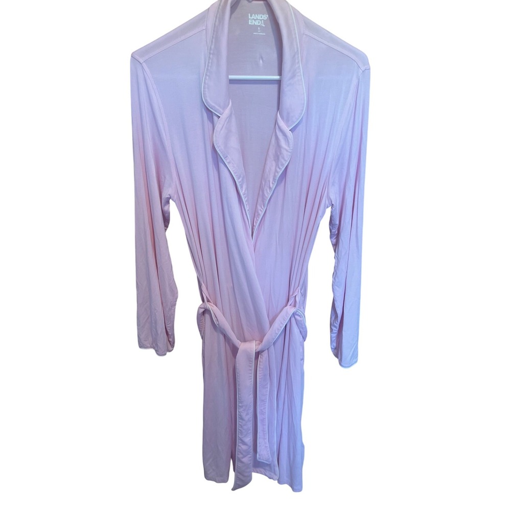 Lands' End Robe Lightweight Sleepwear‎ Loungewear Pink White Trim S